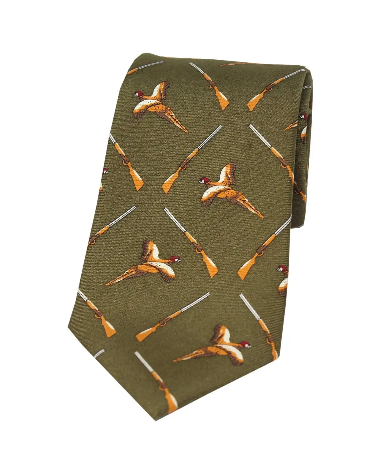 Silk Ties Soprano Ties Soprano Country Green Flying Pheasant And Shotgun Country Silk Tie £23.00