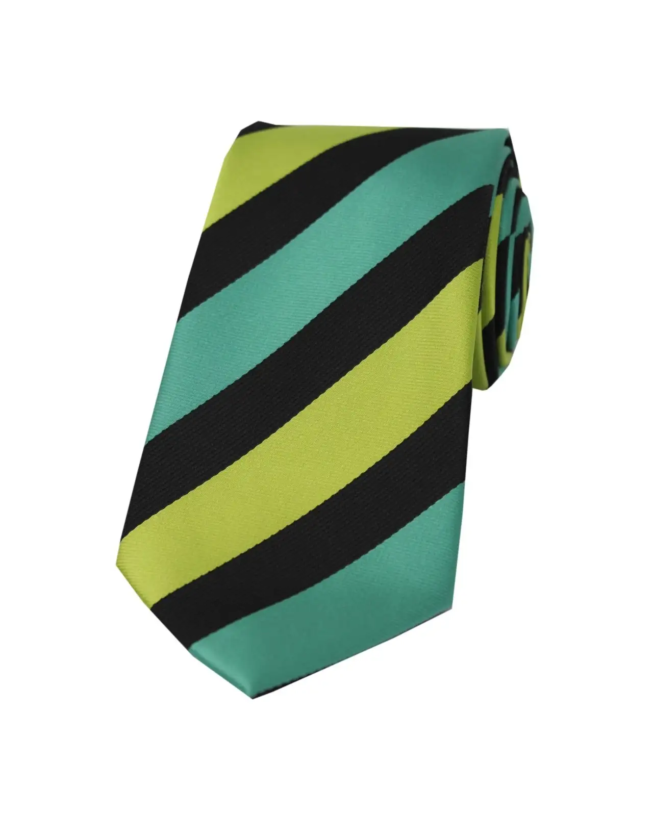 Polyester Ties Soprano Ties Soprano Green Striped Polyester Tie On Black Ground £9.00