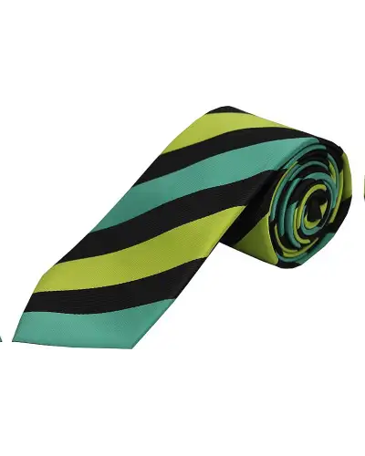 Polyester Ties Soprano Ties Soprano Green Striped Polyester Tie On Black Ground £9.00