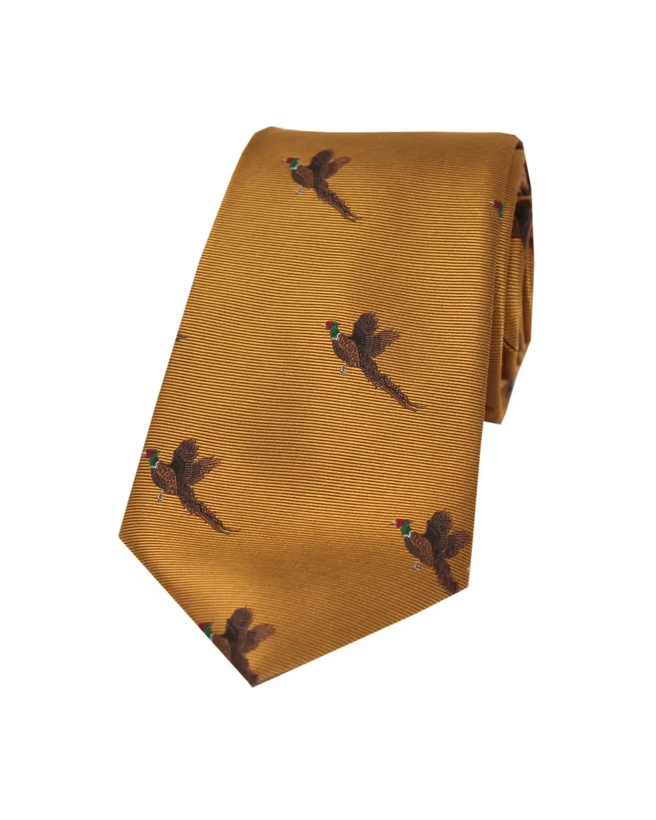 Silk Ties Soprano Ties Soprano Flying Pheasants On Golden Ground Country Silk Tie £24.00