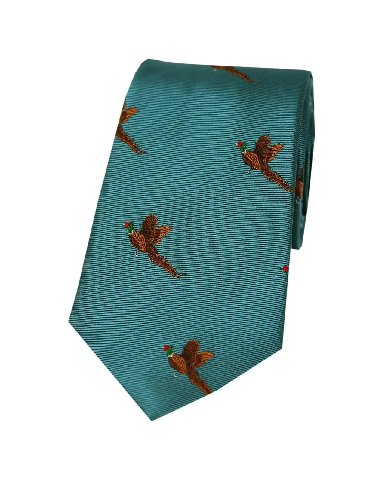 Silk Ties Soprano Ties Soprano Flying Pheasants On Teal Ground Country Silk Tie £24.00