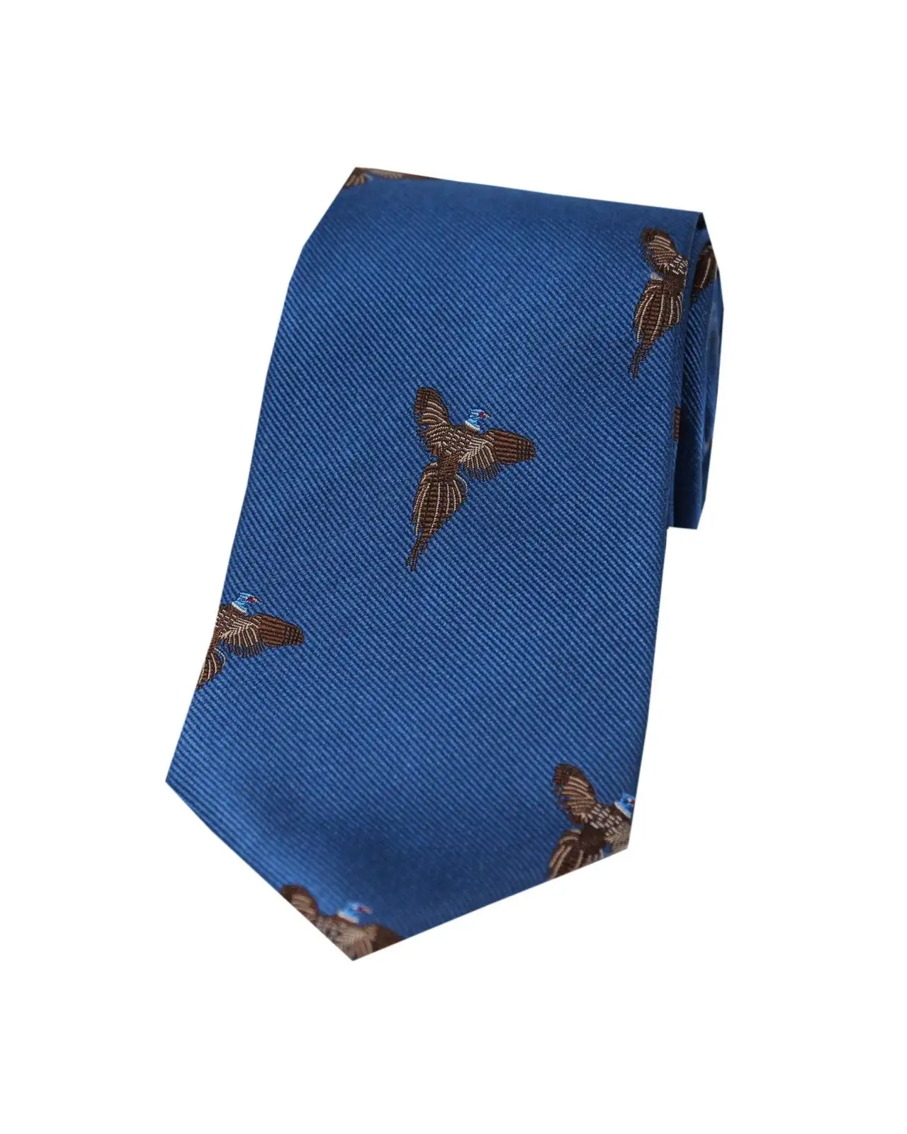 Silk Ties Soprano Ties Soprano Flying Pheasants On Blue Ground Country Silk Tie £24.00