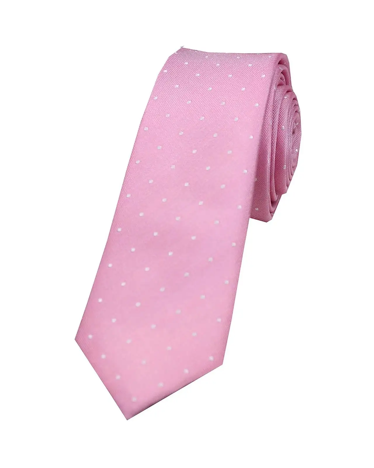 Thin Ties Soprano Ties Soprano Light Pink And White Pin Dot Thin Silk Tie £9.00