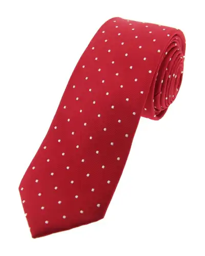 Thin Ties Soprano Ties Soprano Red And White Pin Dot Thin Silk Tie £9.00