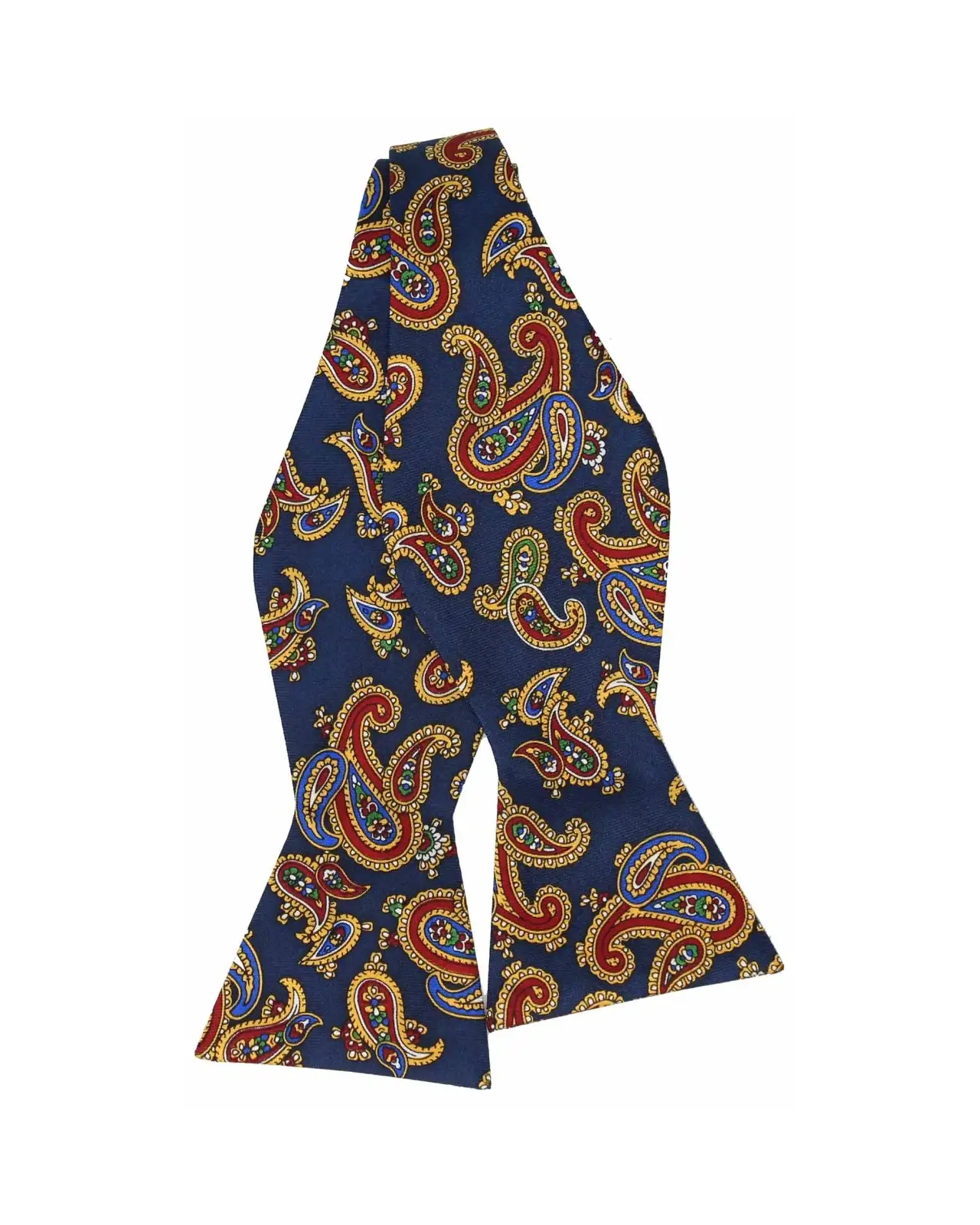 Self Tie Bow Ties Soprano Ties Soprano Silk Twill Edwardian Paisley Self Tie Bow On Navy Ground £21.00