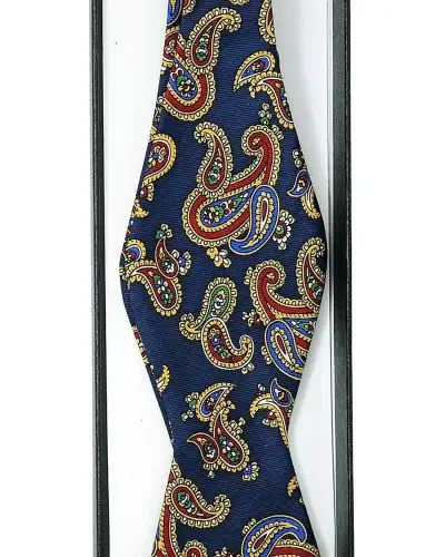 Self Tie Bow Ties Soprano Ties Soprano Silk Twill Edwardian Paisley Self Tie Bow On Navy Ground £21.00