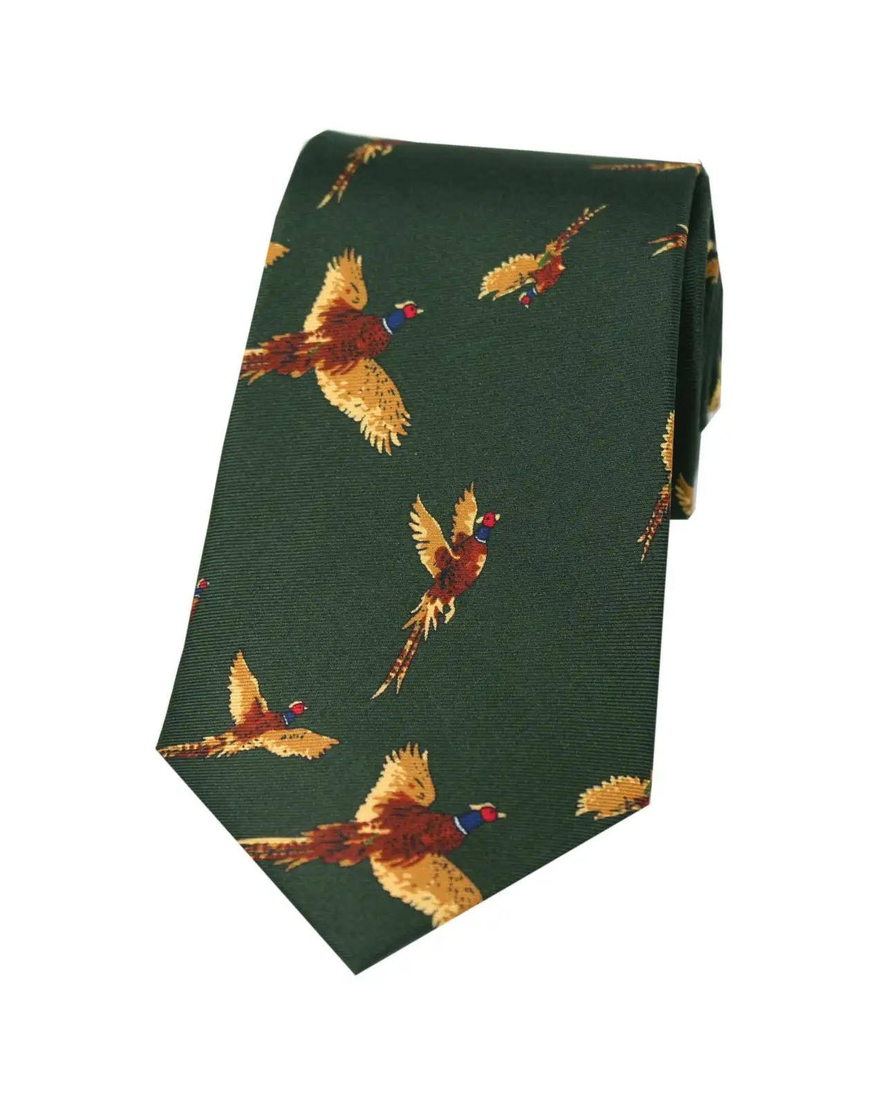 Silk Ties Soprano Ties Soprano Flying Pheasants On Country Green Ground Country Silk Tie £23.00