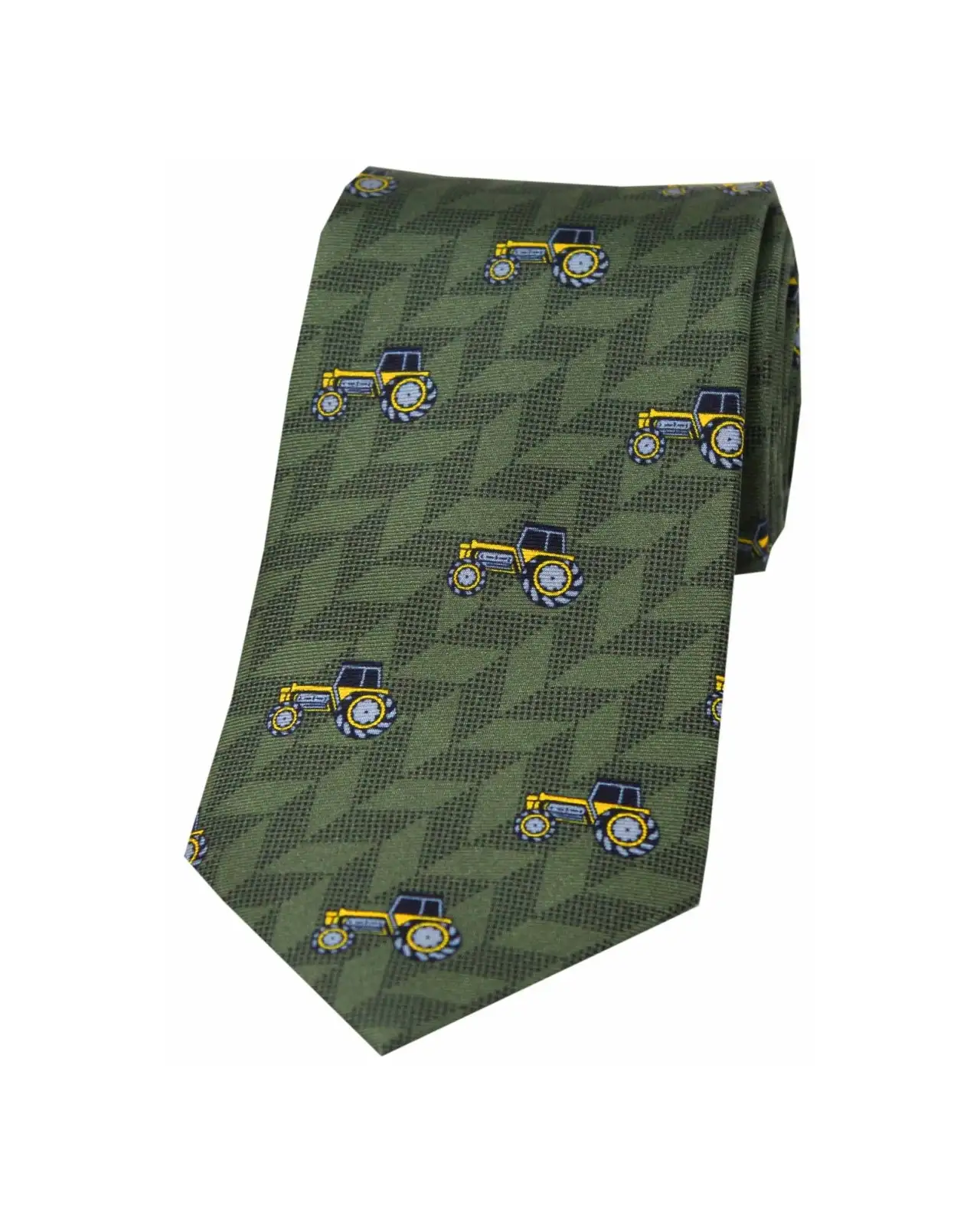 Silk Ties Soprano Ties Soprano Yellow Tractors On Country Green Ground Country Silk Tie £23.00