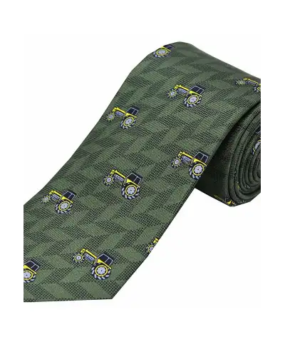 Silk Ties Soprano Ties Soprano Yellow Tractors On Country Green Ground Country Silk Tie £23.00