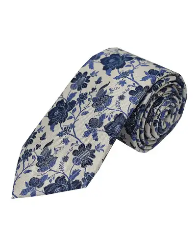 Silk Ties Soprano Ties Soprano Silver Floral Luxury Silk Tie £24.00
