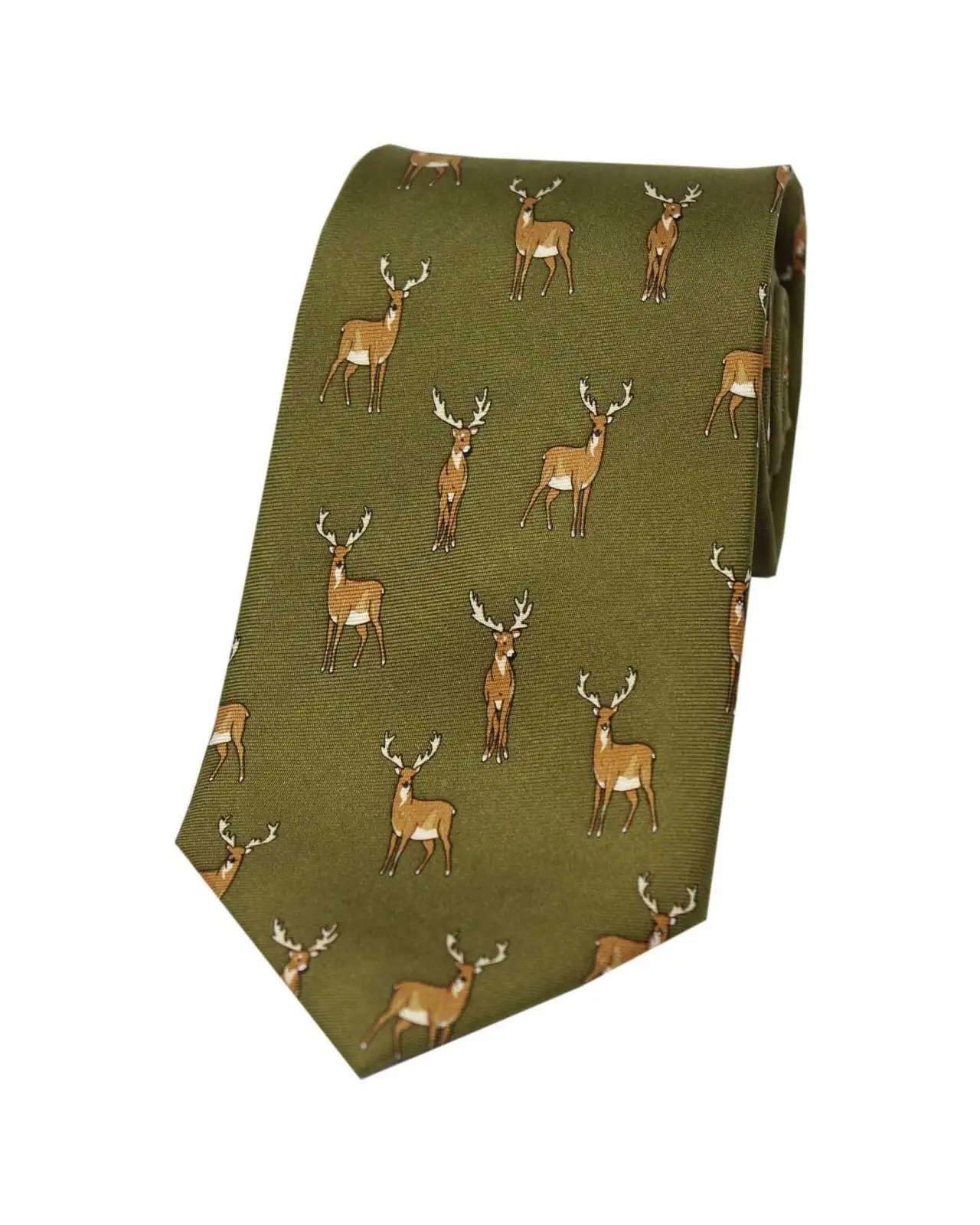 Silk Ties Soprano Ties Soprano Standing Stag On Country Green Ground Country Silk Tie £18.00