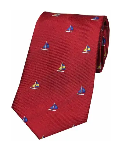 Silk Ties Soprano Ties Soprano Sailing Boats On Red Ground Country Silk Tie £24.00