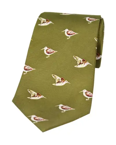 Silk Ties Soprano Ties Soprano Standing Woodcock On Country Green Ground Country Silk Tie £15.00
