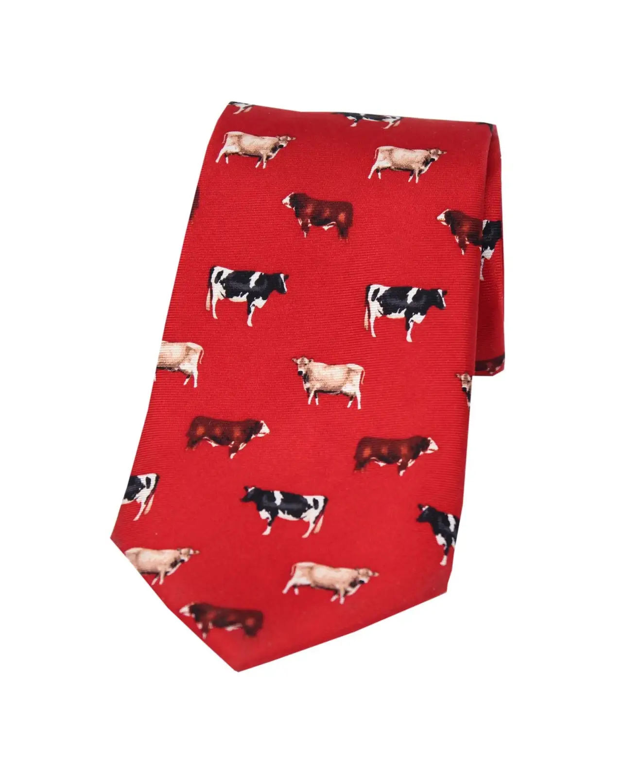 Silk Ties Soprano Ties Soprano Cow Breeds On Red Ground Country Silk Tie £18.00