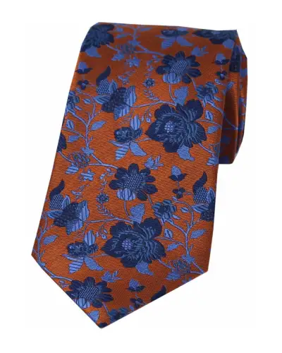 Silk Ties Soprano Ties Soprano Orange Floral Luxury Silk Tie £24.00