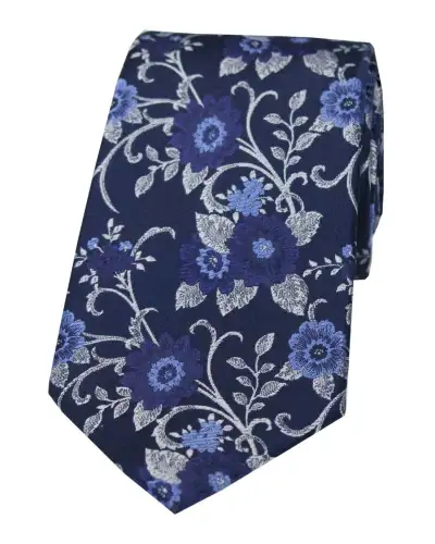 Silk Ties Soprano Ties Soprano Navy Flowers Silk Tie £24.00