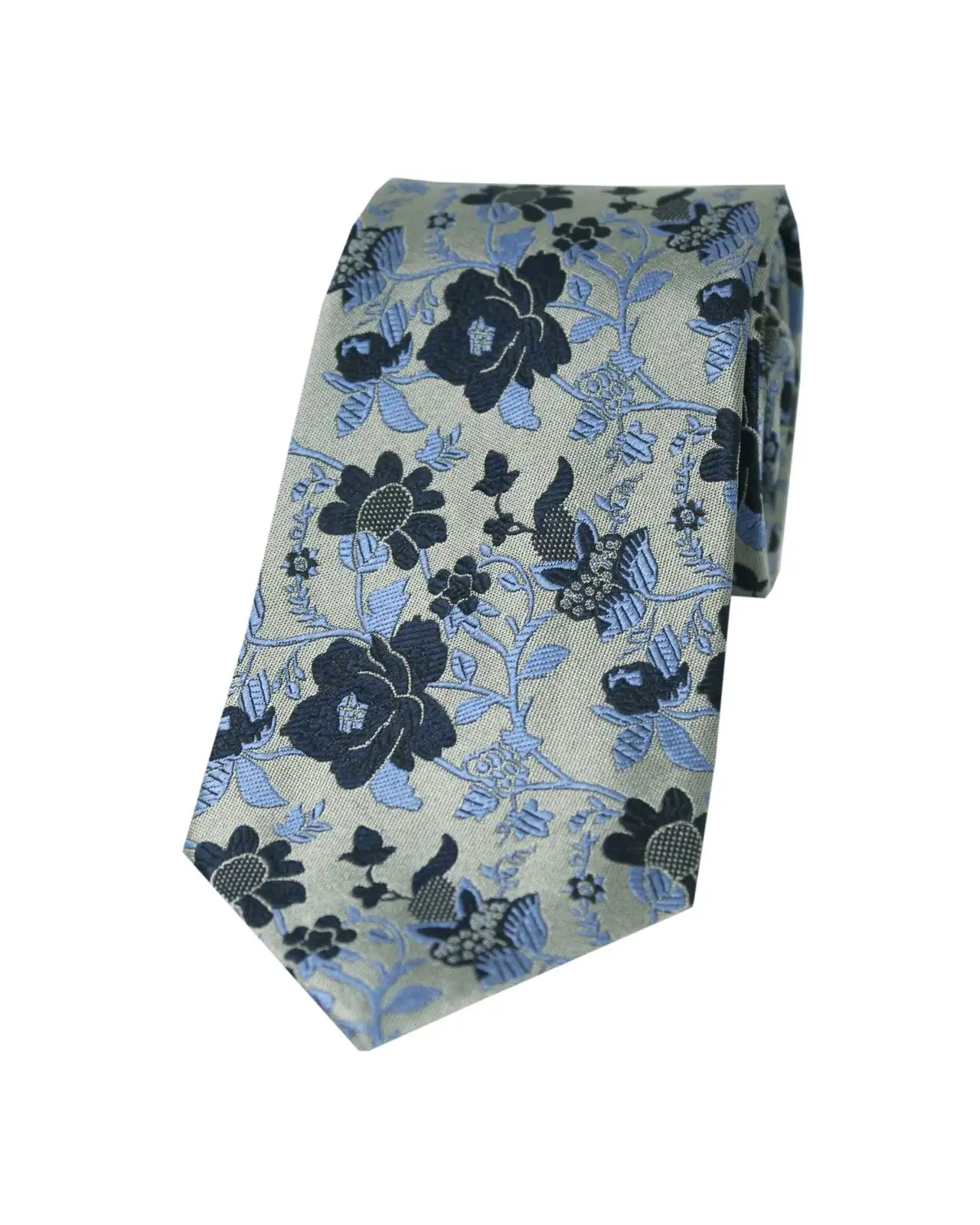 Silk Ties Soprano Ties Soprano Light Grey Floral Patterned Silk Tie £24.00
