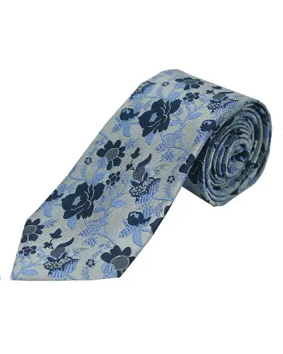 Silk Ties Soprano Ties Soprano Light Grey Floral Patterned Silk Tie £24.00
