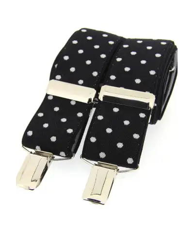 Braces Soprano Ties Soprano Black And White Polka Dot 35Mm X Style Braces £23.00