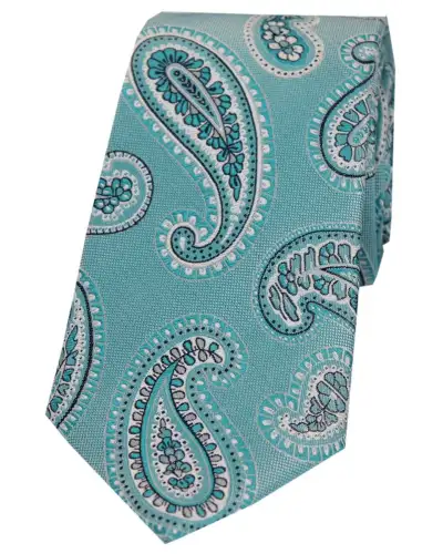 Paisley Ties Soprano Ties Soprano Turquoise Green Paisley Luxury Woven Silk Tie £9.00