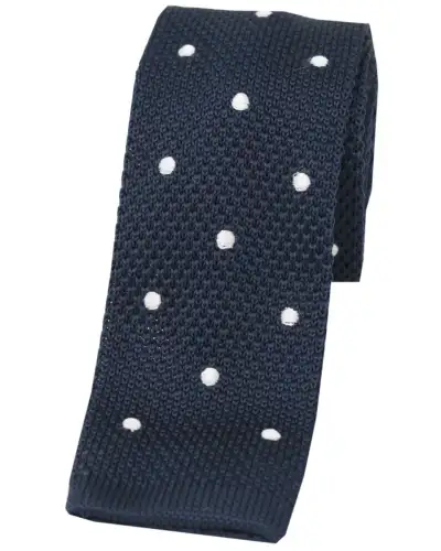 Knitted Ties Soprano Ties Soprano Navy And White Polka Dot Thin Knitted Polyester Tie £23.00