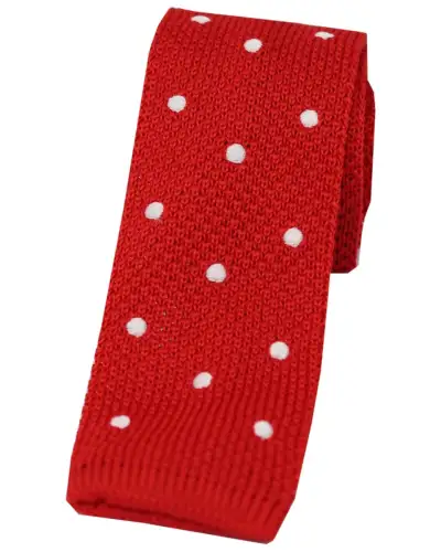 Knitted Ties Soprano Ties Soprano Red And White Polka Dot Thin Knitted Polyester Tie £23.00