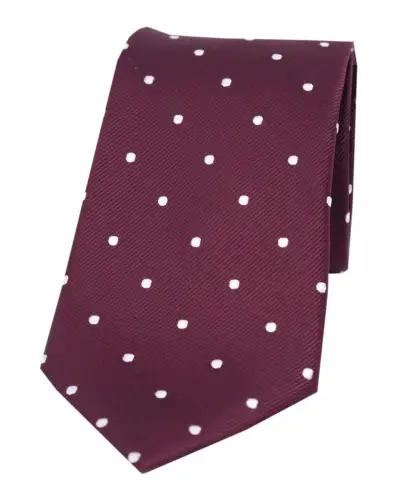 Silk Ties Soprano Ties Soprano Wine And White Polka Dot Silk Tie £24.00