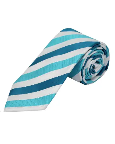 Polyester Ties Soprano Ties Soprano Cyan Striped Polyester Tie On White Ground £9.00