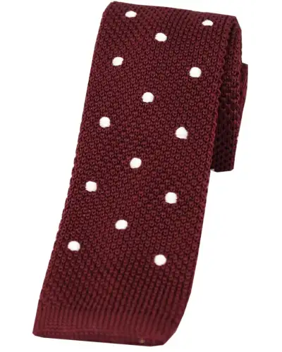 Knitted Ties Soprano Ties Soprano Wine And White Polka Dot Thin Knitted Polyester Tie £23.00