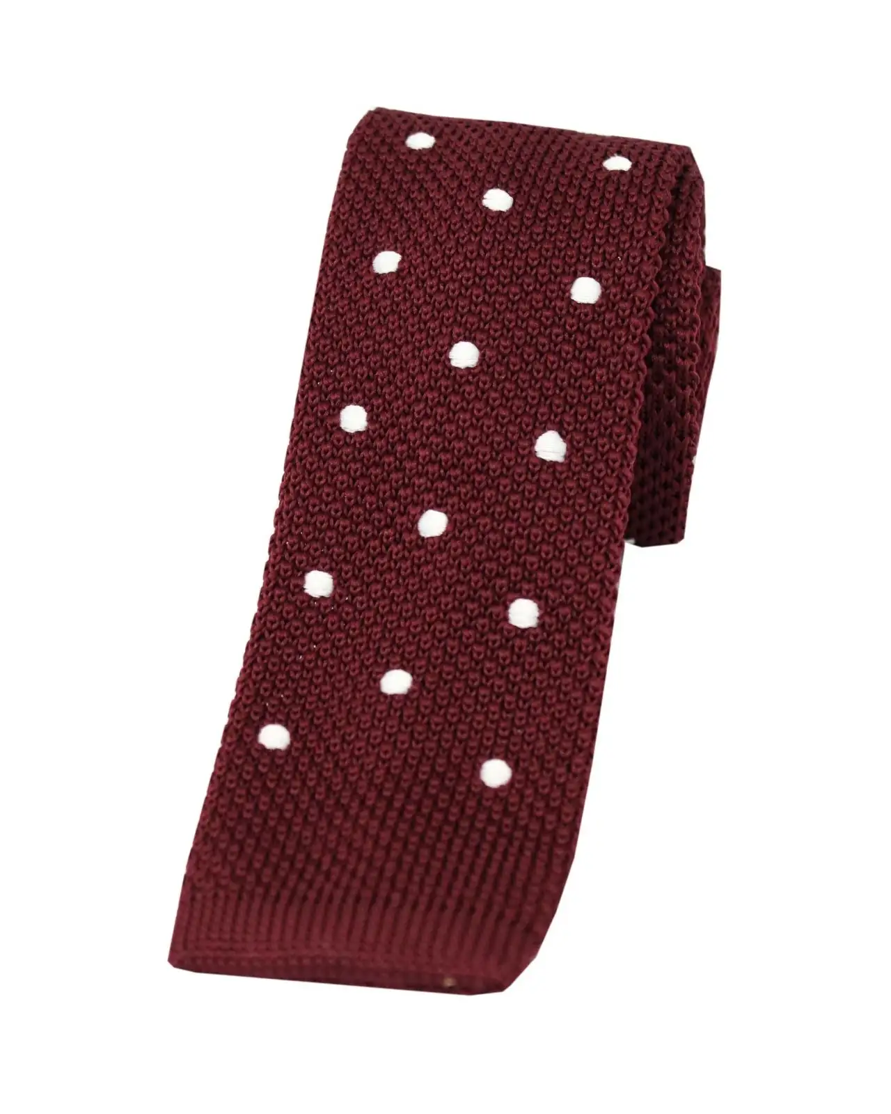 Knitted Ties Soprano Ties Soprano Wine And White Polka Dot Thin Knitted Polyester Tie £23.00