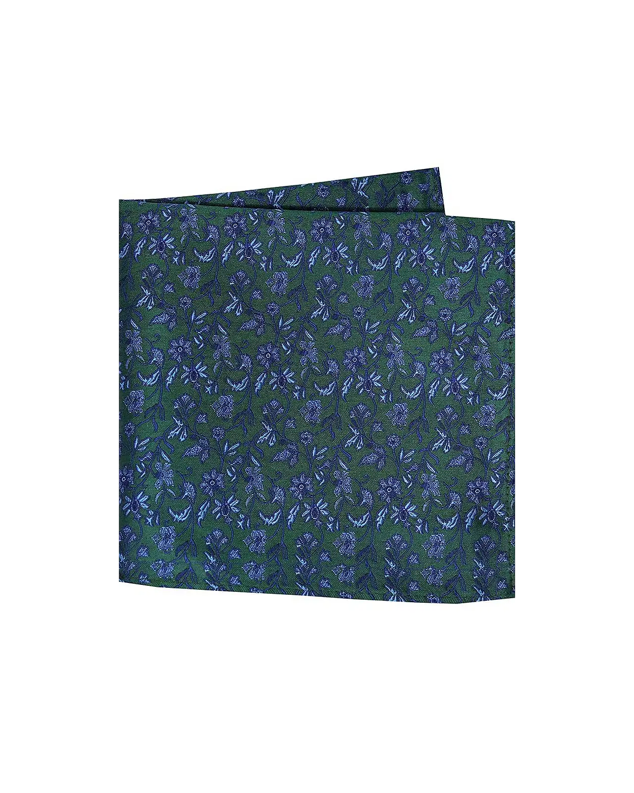 Pocket Square Soprano Ties Soprano Forest Green Blue Flowers Silk Pocket Square £15.00