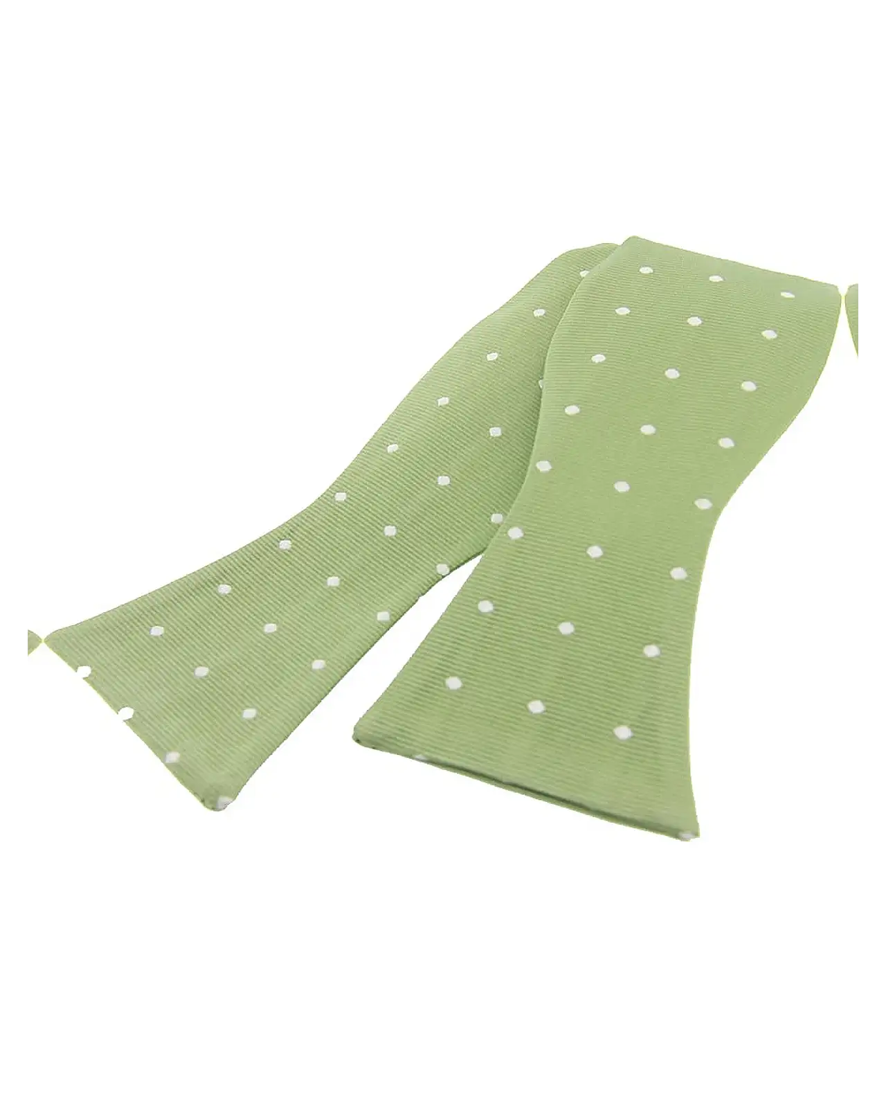 Self Tie Bow Ties Soprano Ties Soprano White Polka Dot On Light Green Ground Silk Self Tied Bow £10.00