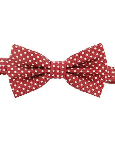 Pre-Tied Bow Ties Soprano Ties Soprano White Polka Dot Woven Silk Bow Tie On Red Ground £10.00