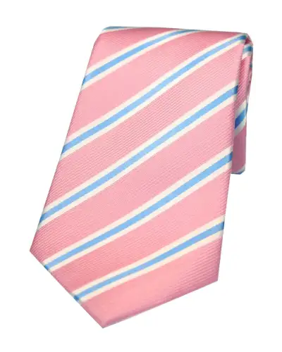 Silk Ties Soprano Ties Soprano Pink White And Sky Blue Striped Silk Tie £24.00