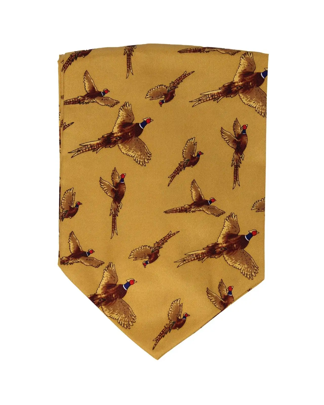 Cravats Soprano Ties Soprano Silk Twill Flying Pheasant Cravat On Mustard Ground £31.00