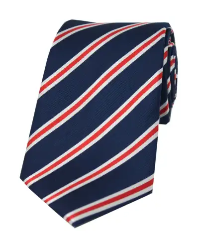 Silk Ties Soprano Ties Soprano Navy Red And White Striped Silk Tie £24.00