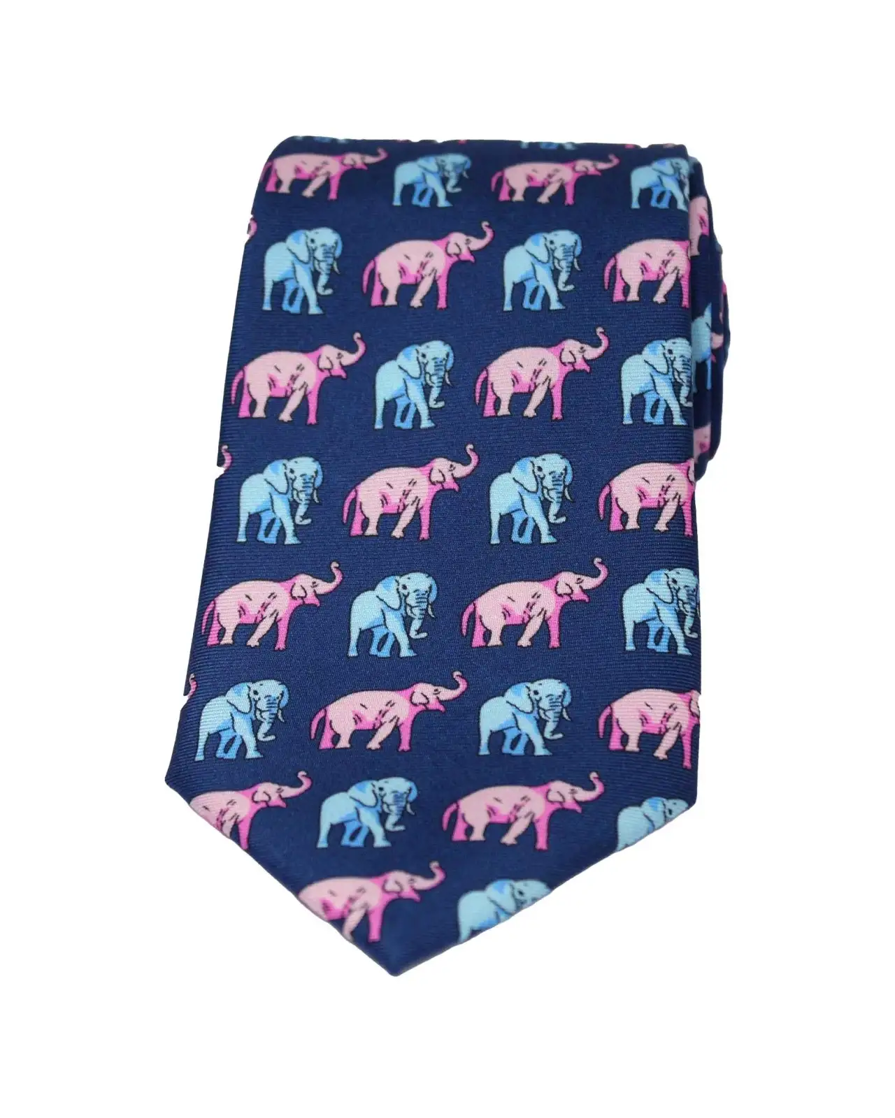 Silk Ties Soprano Ties Soprano Pink And Sky Elephants On Navy Ground Country Silk Tie £18.00