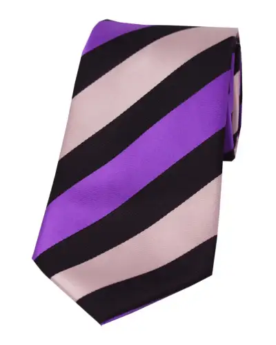 Polyester Ties Soprano Ties Soprano Purple And Pink Striped Polyester Tie On Black Ground £9.00