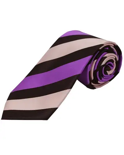 Polyester Ties Soprano Ties Soprano Purple And Pink Striped Polyester Tie On Black Ground £9.00