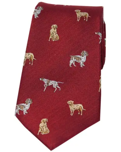 Silk Ties Soprano Ties Soprano Dogs On Red Ground Country Silk Tie £24.00