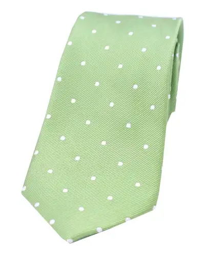 Silk Ties Soprano Ties Soprano Lime Green And White Polka Dot Silk Tie £15.00