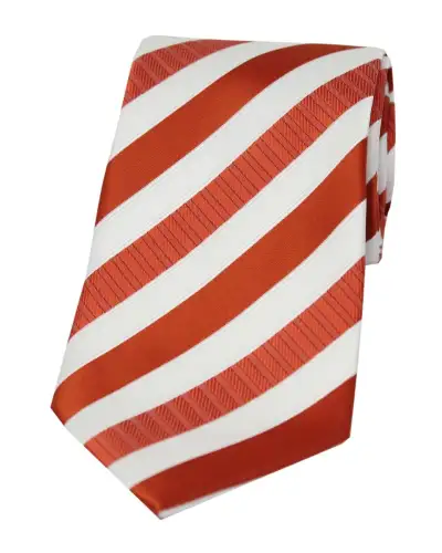 Polyester Ties Soprano Ties Soprano Orange Striped Polyester Tie On White Ground £9.00