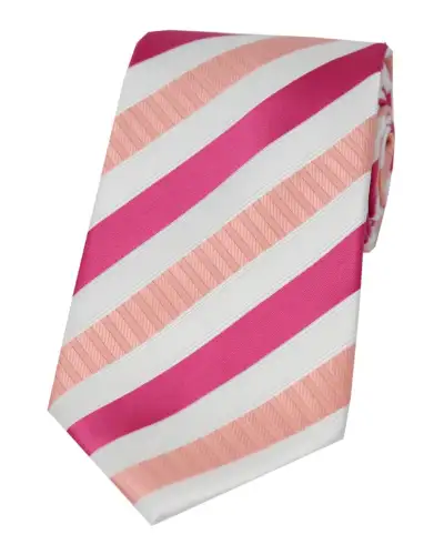 Polyester Ties Soprano Ties Soprano Pink Striped Polyester Tie On White Ground £9.00