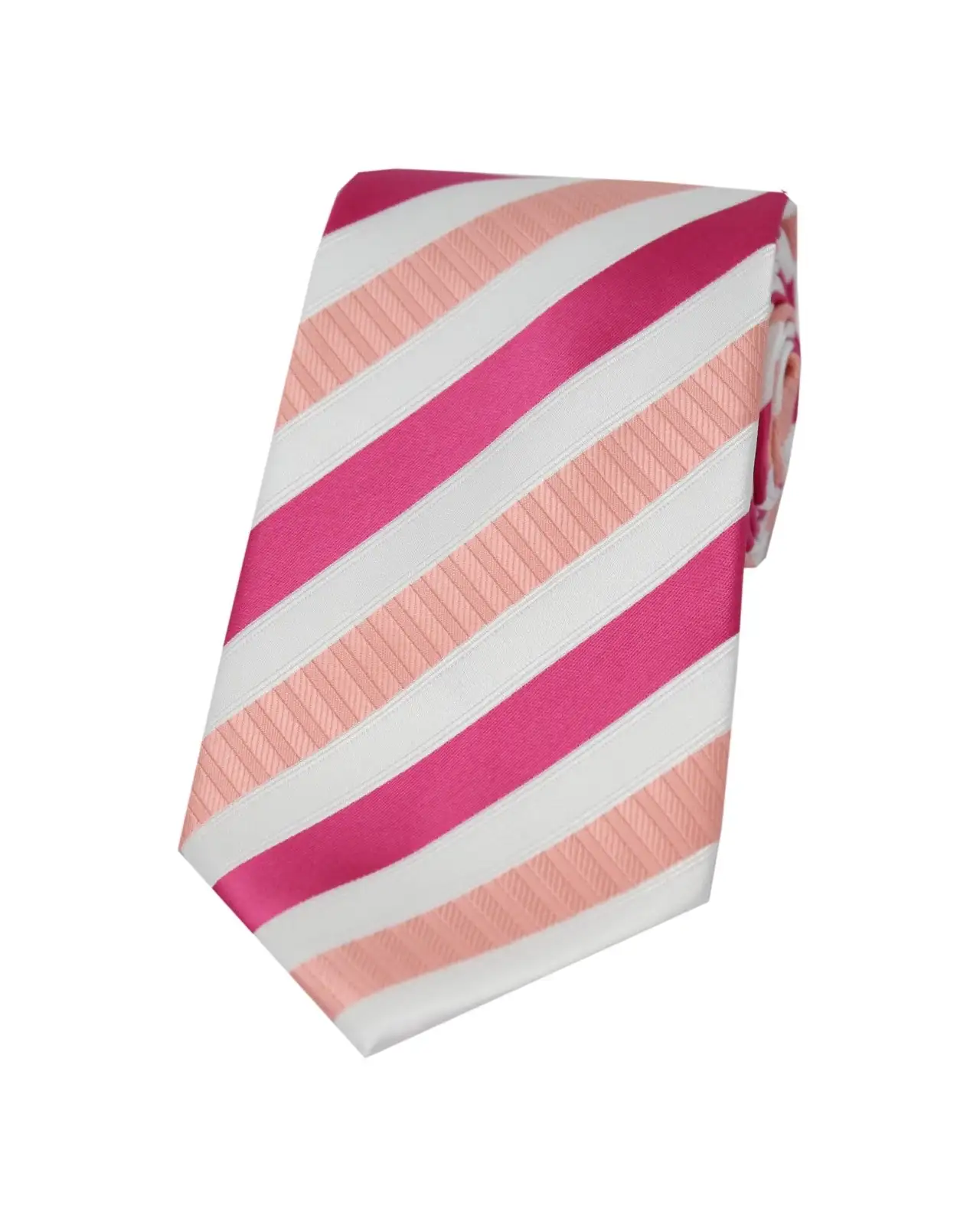 Polyester Ties Soprano Ties Soprano Pink Striped Polyester Tie On White Ground £9.00