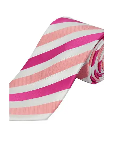 Polyester Ties Soprano Ties Soprano Pink Striped Polyester Tie On White Ground £9.00