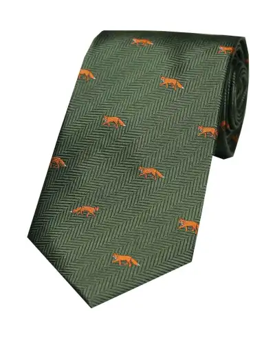 Silk Ties Soprano Ties Soprano Foxes On Green Country Silk Tie £24.00