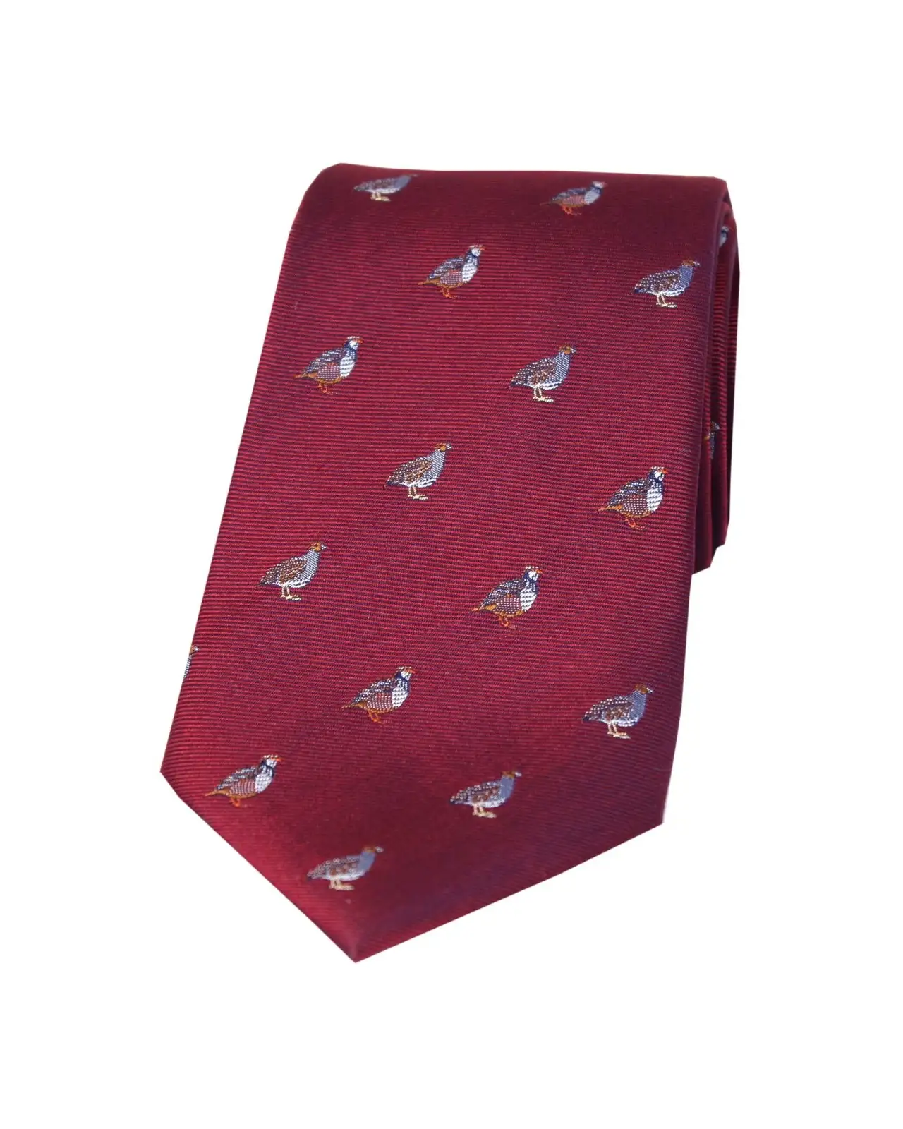 Silk Ties Soprano Ties Soprano Grouse And Partridge On Wine Ground Country Silk Tie £24.00