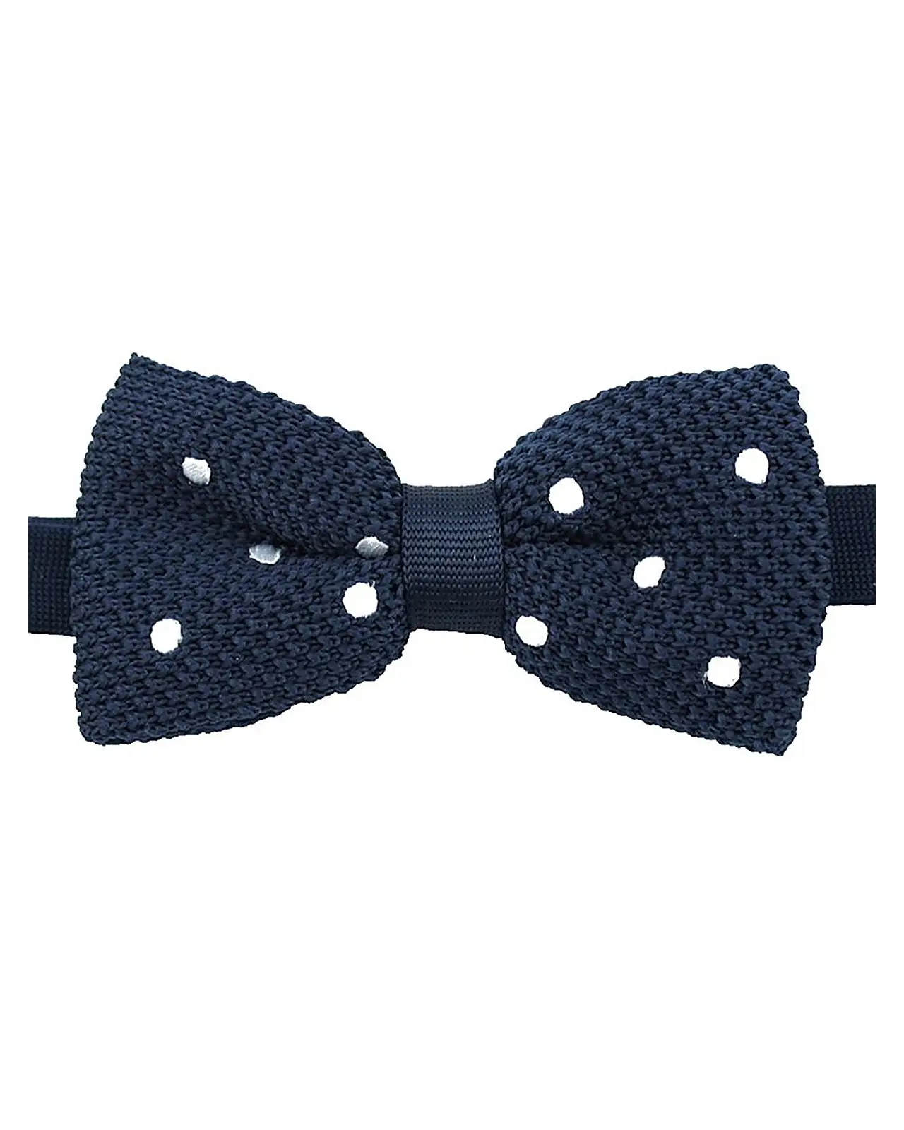 Pre-Tied Bow Ties Soprano Ties Soprano Pre-Tied Navy And White Polka Dot Knitted Polyester Bow Tie £10.00