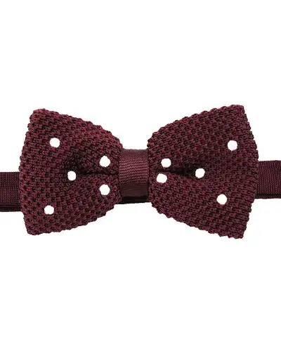 Pre-Tied Bow Ties Soprano Ties Soprano Pre-Tied Wine Polka Dot Knitted Polyester Bow Tie £10.00