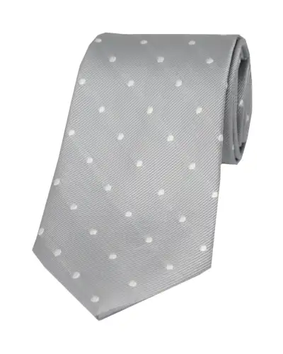 Silk Ties Soprano Ties Soprano Silver And White Polka Dot Silk Tie £24.00